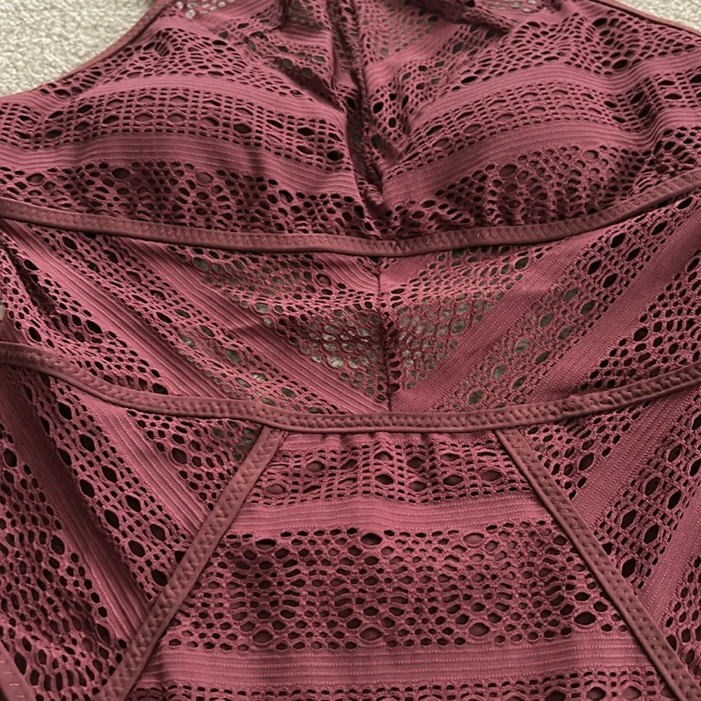 Becca Women's Color Play Crochet High Neck One Piece - Picture 4 of 5